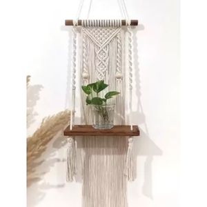 شلف چوبی مکرومه دکوراتیو طرح ماهسو