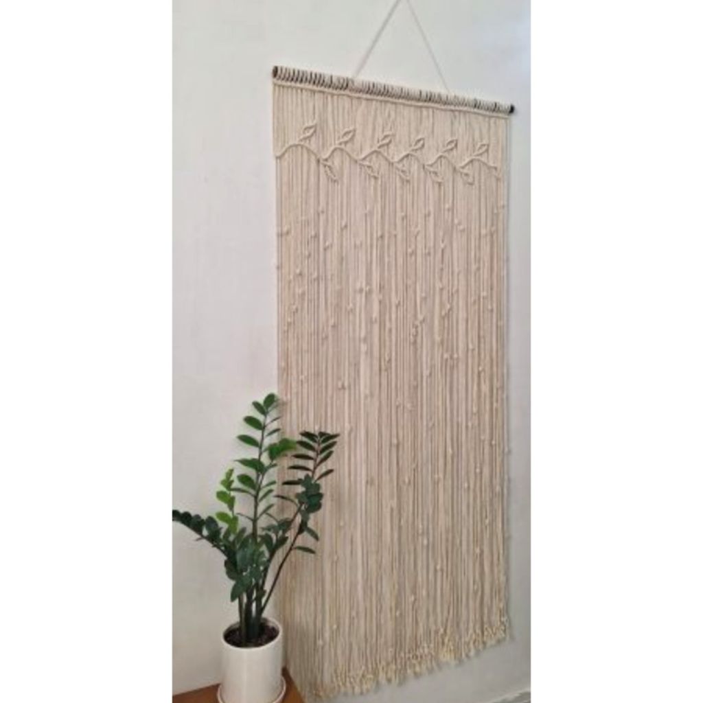 قیمت ارزان پرده مکرومه بافی جوانه شاخه