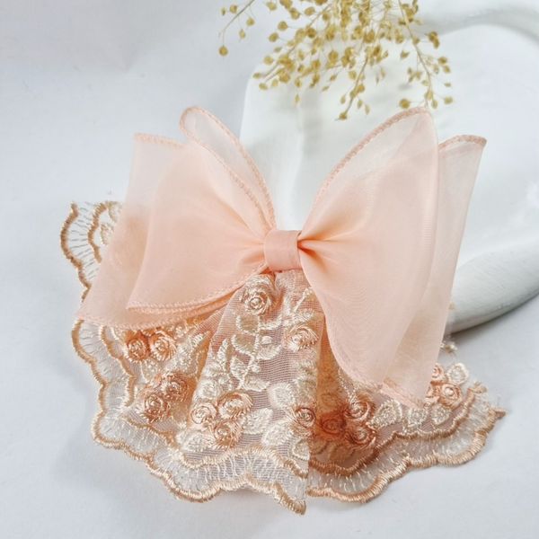 گیره مو انبری مدل پاپیون حریر و دانتل