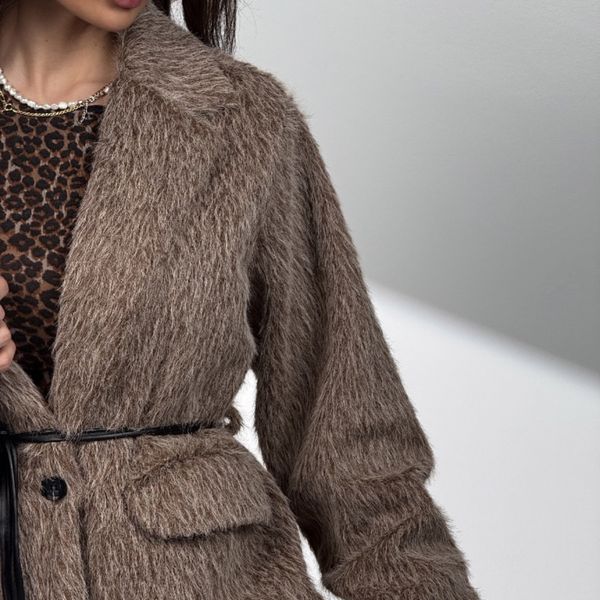 کت خزدار کمربندی کد 120385