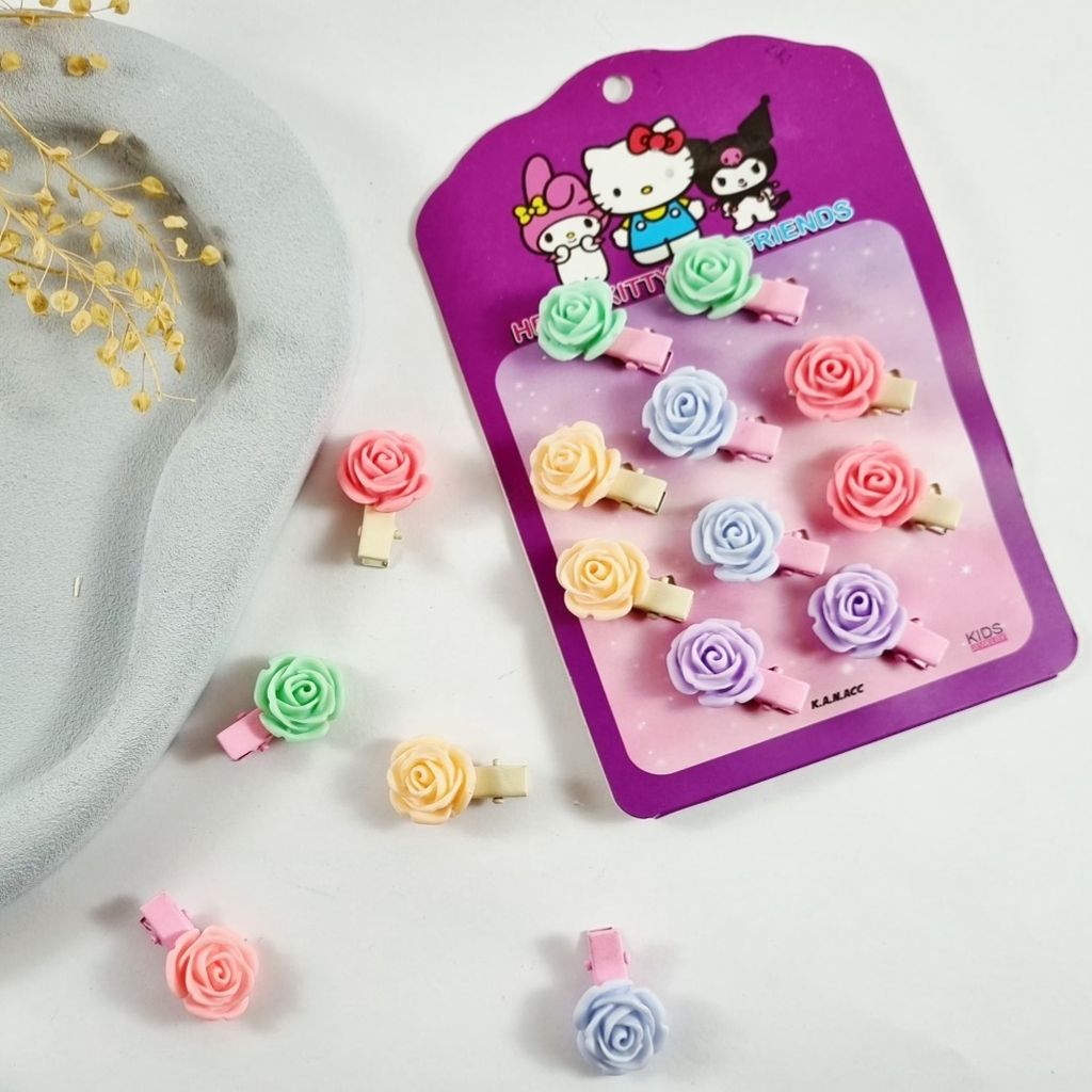 قیمت گیره انبری کوچک مو مدل گل رز | بسته 10 عددی