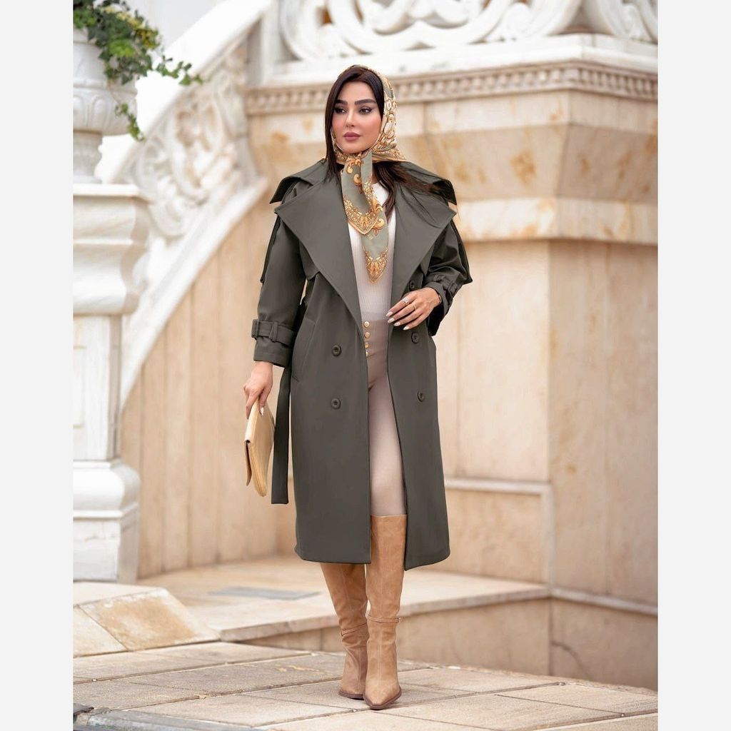 قیمت بارونی یقه کاستری آستردار یشمی