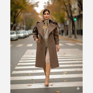 بارونی یقه کاستری آستردار قهوه ای