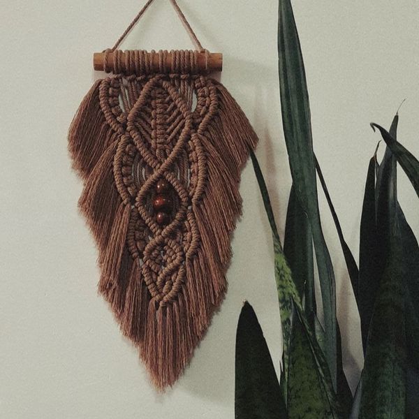 دیوارکوب تک برگ مکرومه بافی مدرن مدل کوهستان