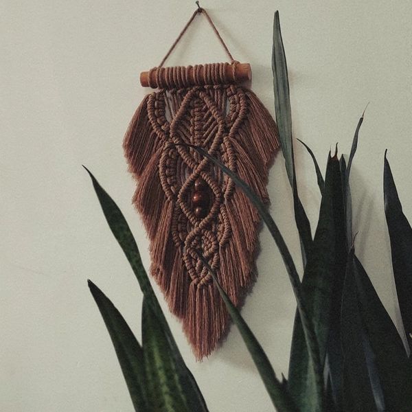 دیوارکوب تک برگ مکرومه بافی مدرن مدل کوهستان