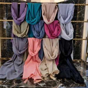 شال حریر کرپ ساده تک رنگ