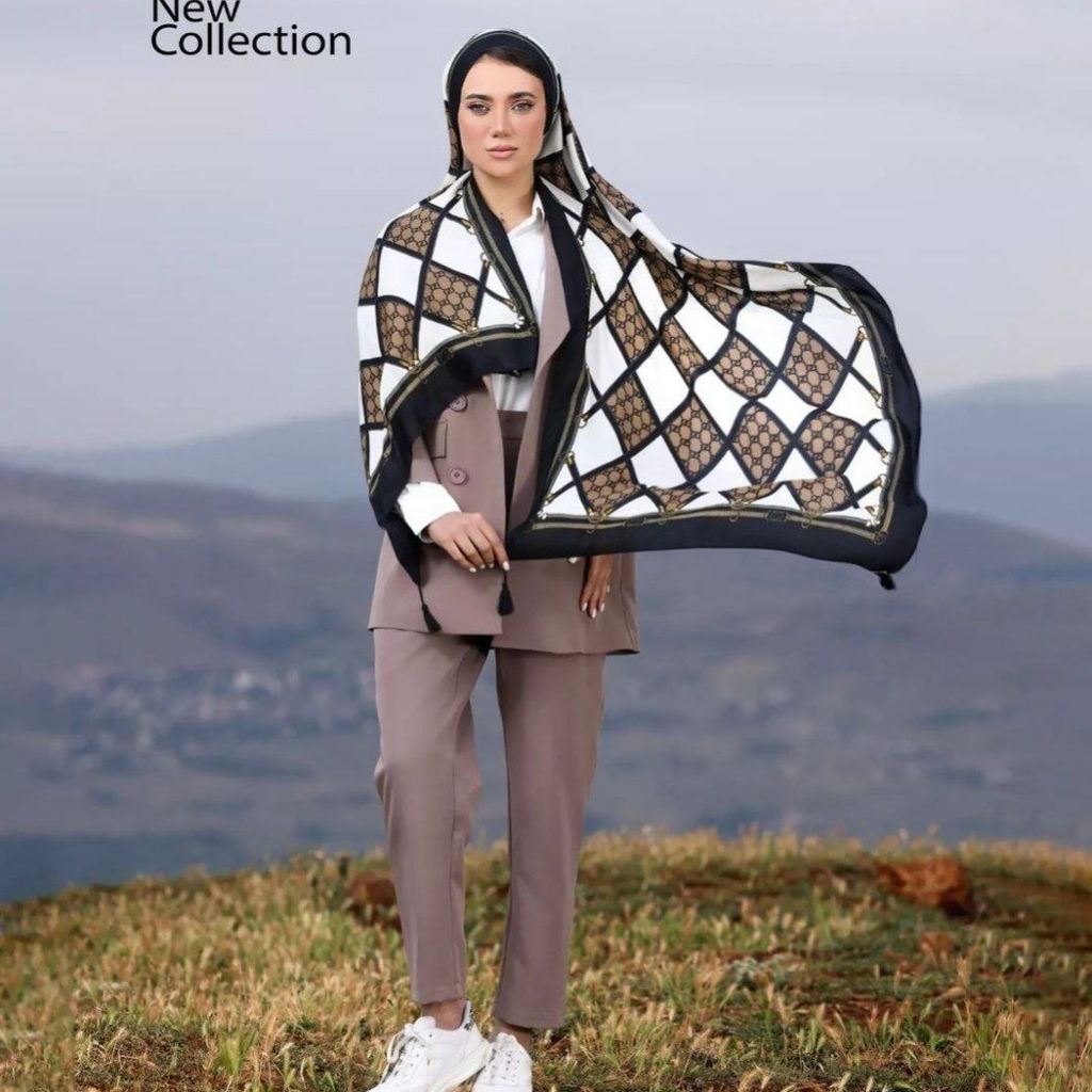 خرید اینترنتی شال نخ اسپان طرح دار شیک زنانه و دخترانه