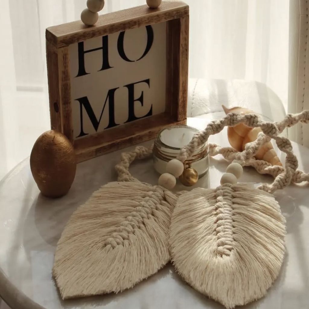 قیمت ارزان هولدر پرده مکرومه بافی مدل برگ