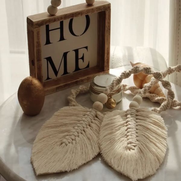 هولدر پرده مکرومه بافی مدل برگ