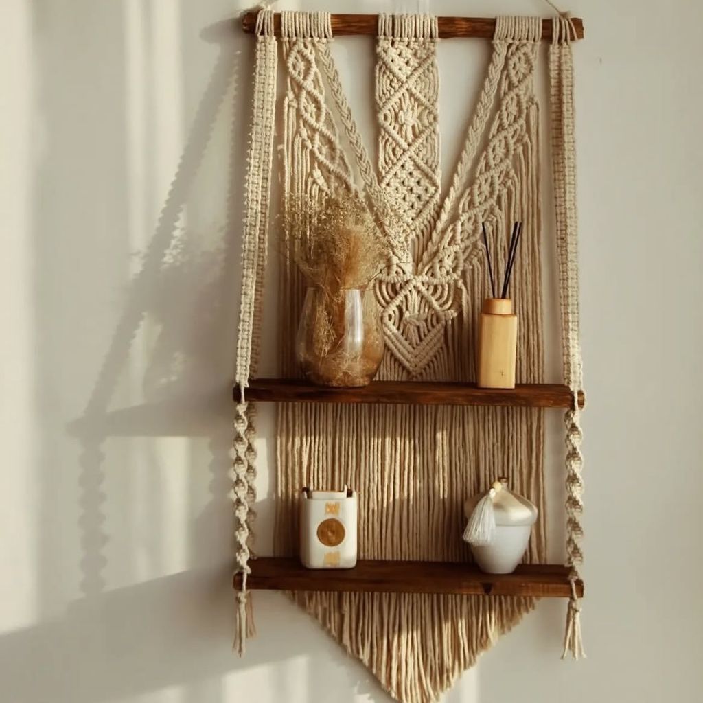 قیمت ارزان شلف دو طبقه مکرومه بافی مدل درسا