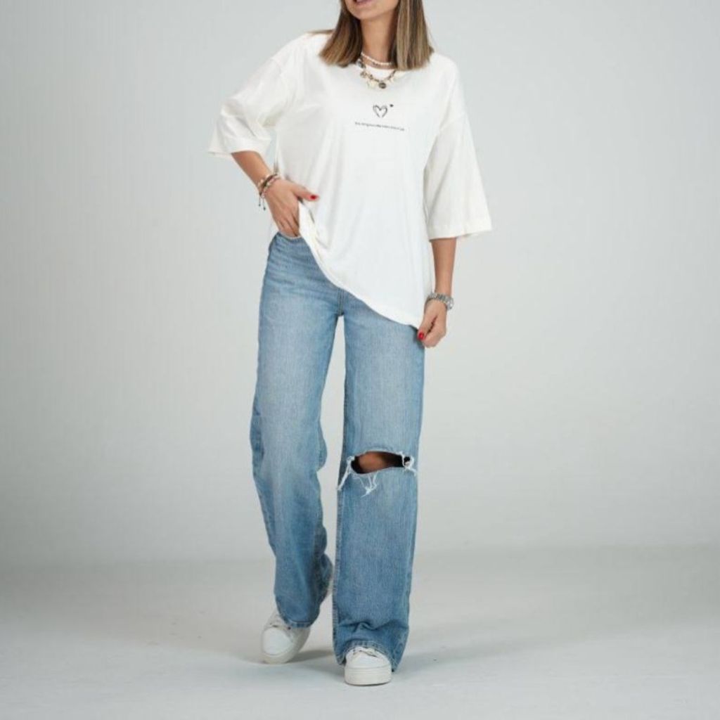 خرید آنلاین تیشرت باکسی زنانه نخ پنبه