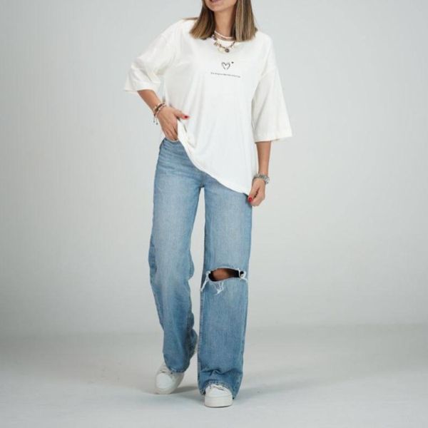 تیشرت باکسی زنانه نخ پنبه