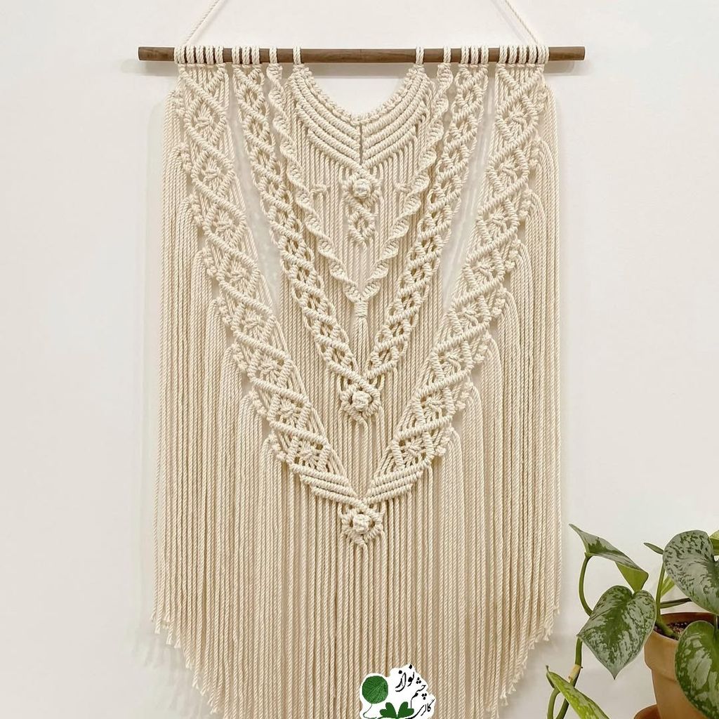 قیمت ارزان دیوارکوب مکرومه بافی طرح آبشارسبز