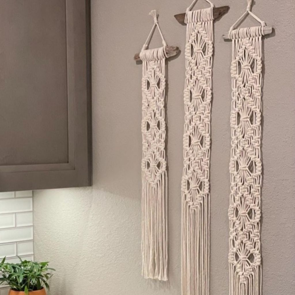 خرید آنلاین ست 3تایی آویز دیواری مکرومه بافی