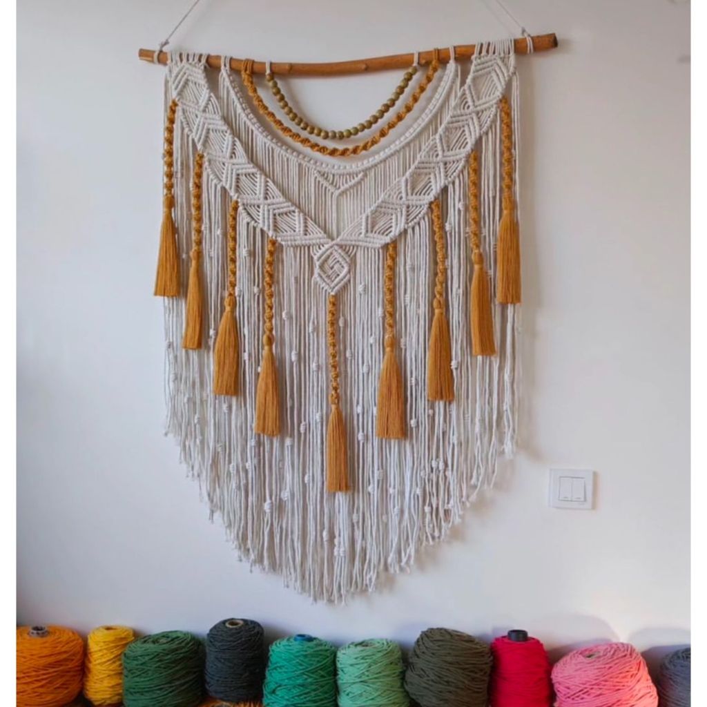 خرید آنلاین اویز مکرومه بافی ترند ارت بیوتی منگوله دار