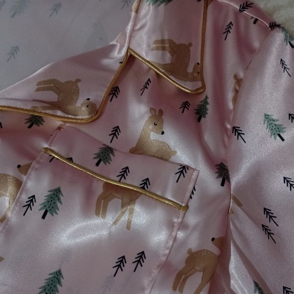 شومیز وشلوار ساتن ابریشم زنانه طرح آهو