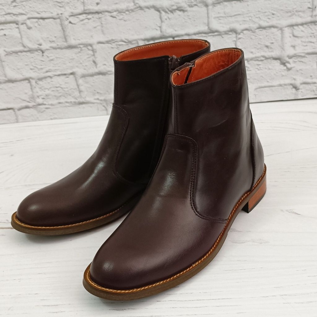 خرید اینترنتی نیم بوت زنانه چرم طبیعی مدل ناتالی کلاسیک قهوه ای