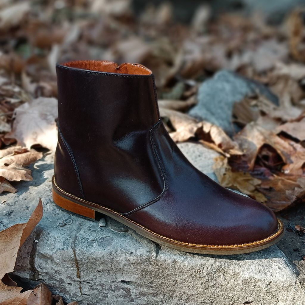 خرید انلاین نیم بوت زنانه چرم طبیعی مدل ناتالی کلاسیک قهوه ای