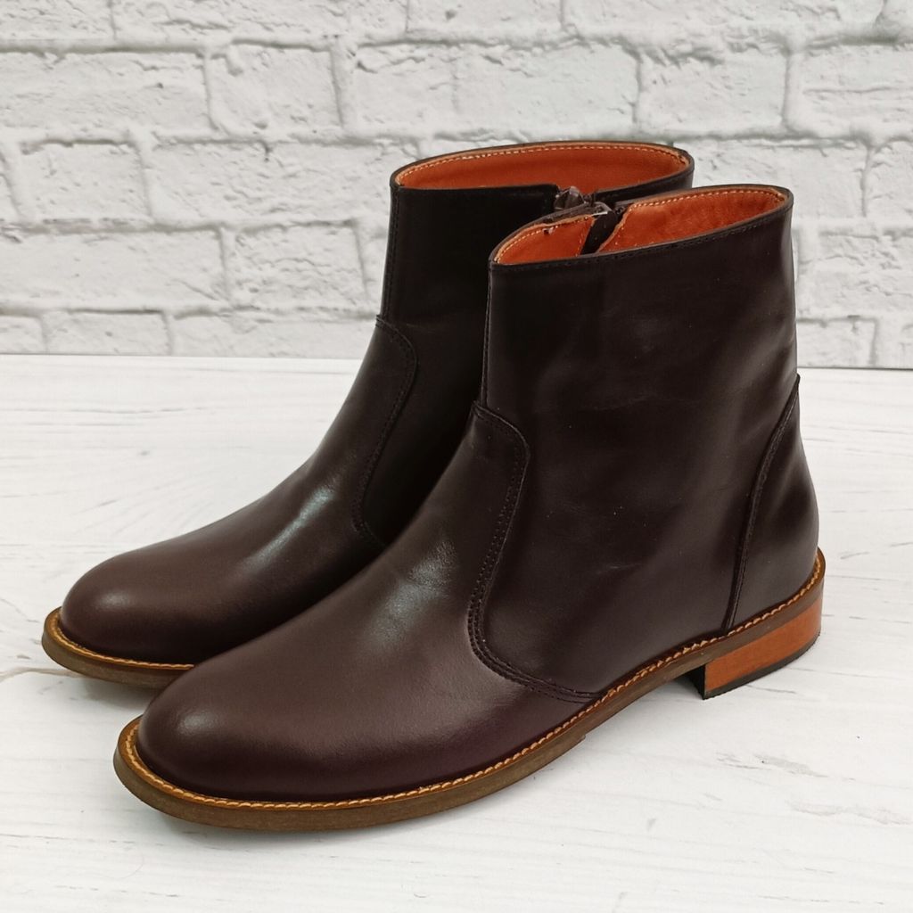 قیمت ارزان نیم بوت زنانه چرم طبیعی مدل ناتالی کلاسیک قهوه ای