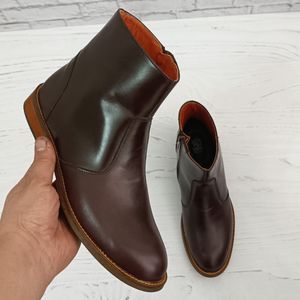 خرید انلاین نیم بوت زنانه چرم طبیعی مدل ناتالی کلاسیک قهوه ای