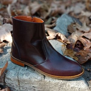 خرید آنلاین نیم بوت زنانه چرم طبیعی مدل ناتالی کلاسیک قهوه ای