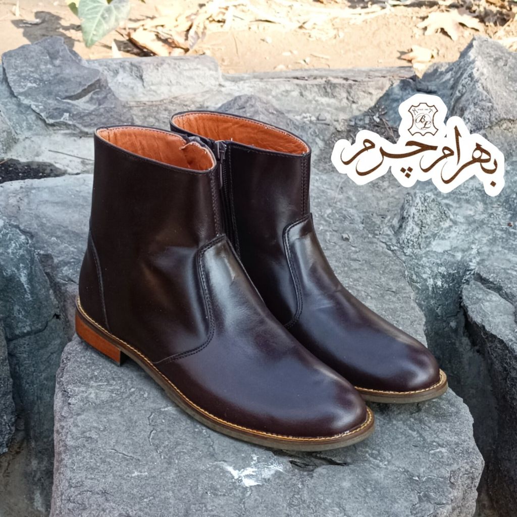 فروش اینترنتی نیم بوت زنانه چرم طبیعی مدل ناتالی کلاسیک قهوه ای