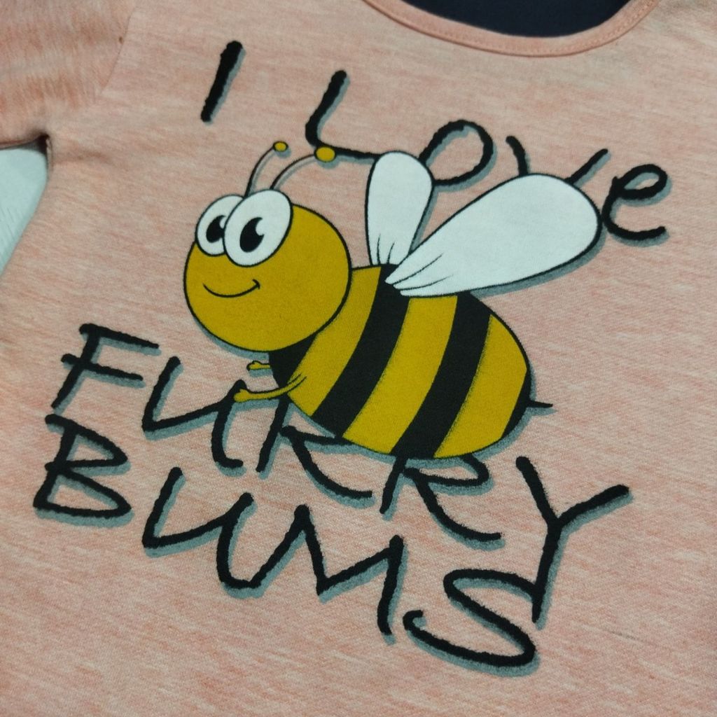 خرید انلاین بلوز آستین بلند دخترانه چاپ زنبور ch54