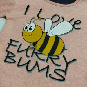 خرید انلاین بلوز آستین بلند دخترانه چاپ زنبور ch54