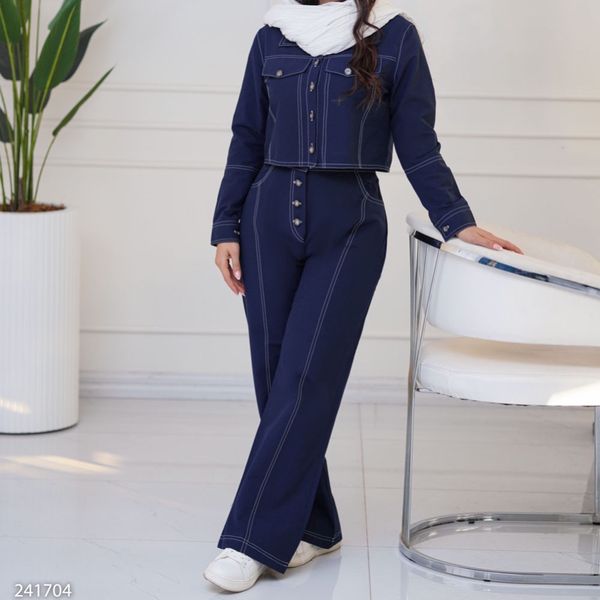 ست کراپ کت و شلوار بخیه دوزی