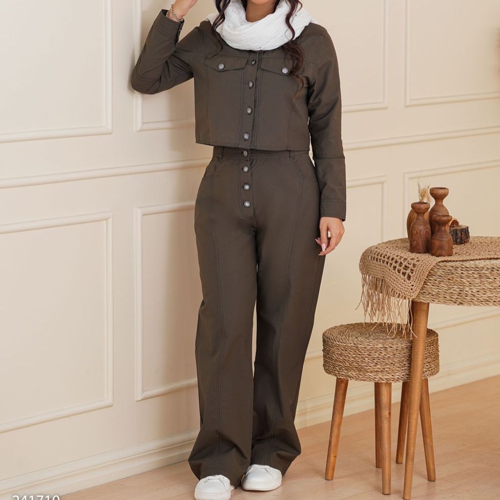 خرید آنلاین ست کراپ کت و شلوار بخیه دوزی