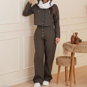 خرید آنلاین ست کراپ کت و شلوار بخیه دوزی