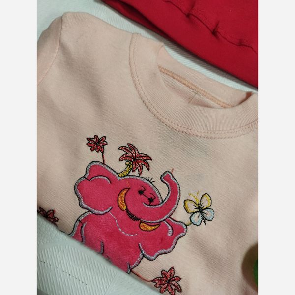 بلوز شلوار دخترانه چاپ فیل سایز 30 و 35