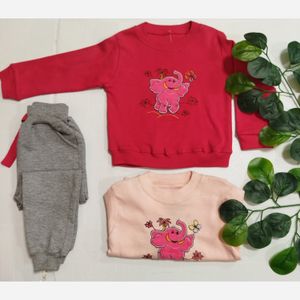 بلوز شلوار دخترانه چاپ فیل سایز 30 و 35