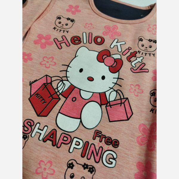 بلوز آستین بلند دخترانه چاپ کیتی blz5r