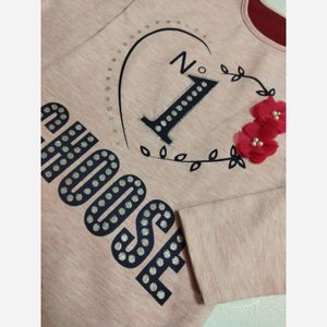 خرید انلاین بلوز آستین بلند دخترانه چاپ قلب ch37