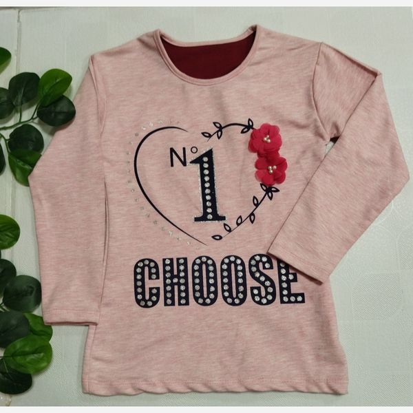 بلوز آستین بلند دخترانه چاپ قلب ch37