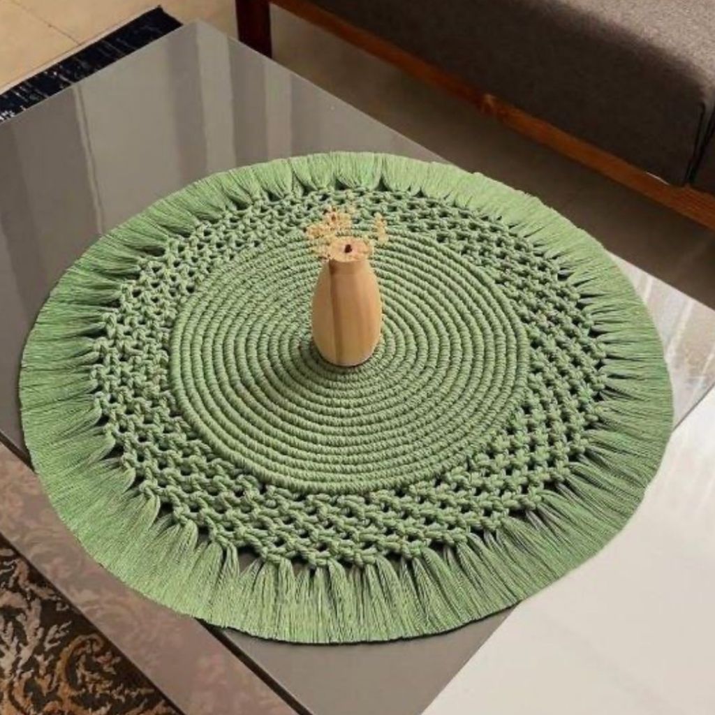 خرید آنلاین رانر گرد مکرومه بافی طرح شبنم