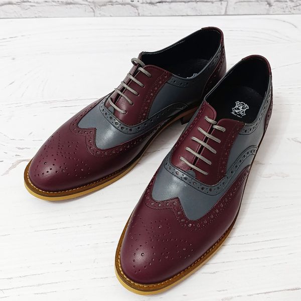 کفش مردانه مجلسی چرم طبیعی دستدوز مدل نیلسون زرشکی طوسی