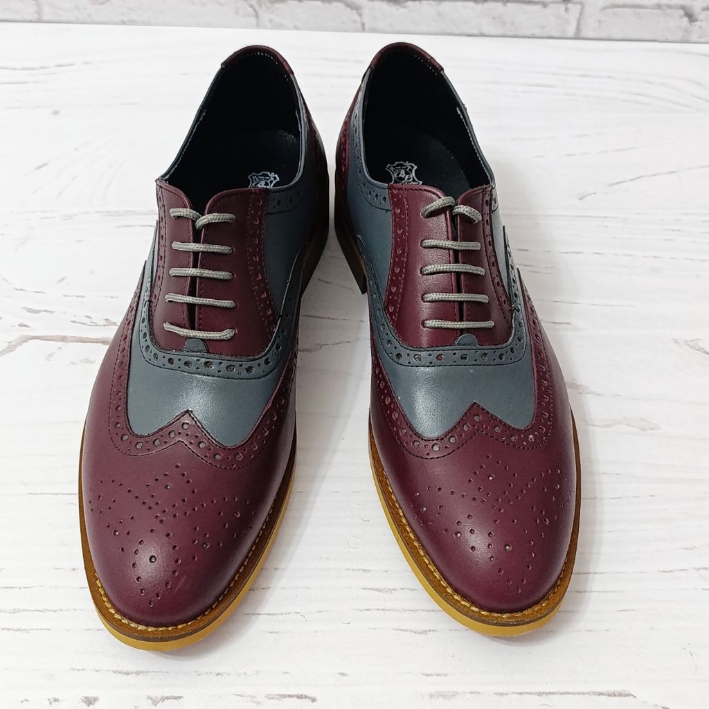 خرید انلاین کفش مردانه مجلسی چرم طبیعی دستدوز مدل نیلسون زرشکی طوسی