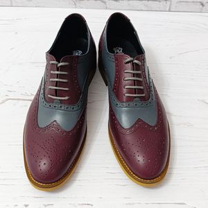 خرید انلاین کفش مردانه مجلسی چرم طبیعی دستدوز مدل نیلسون زرشکی طوسی