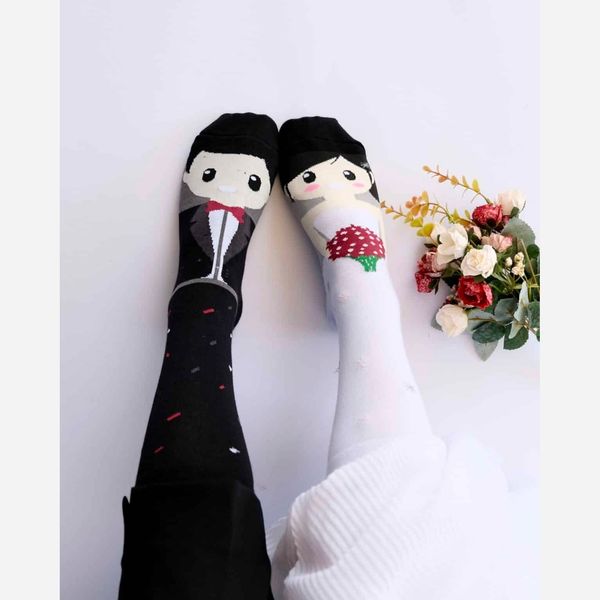 جوراب ساقدار لنگه به لنگه عروس داماد