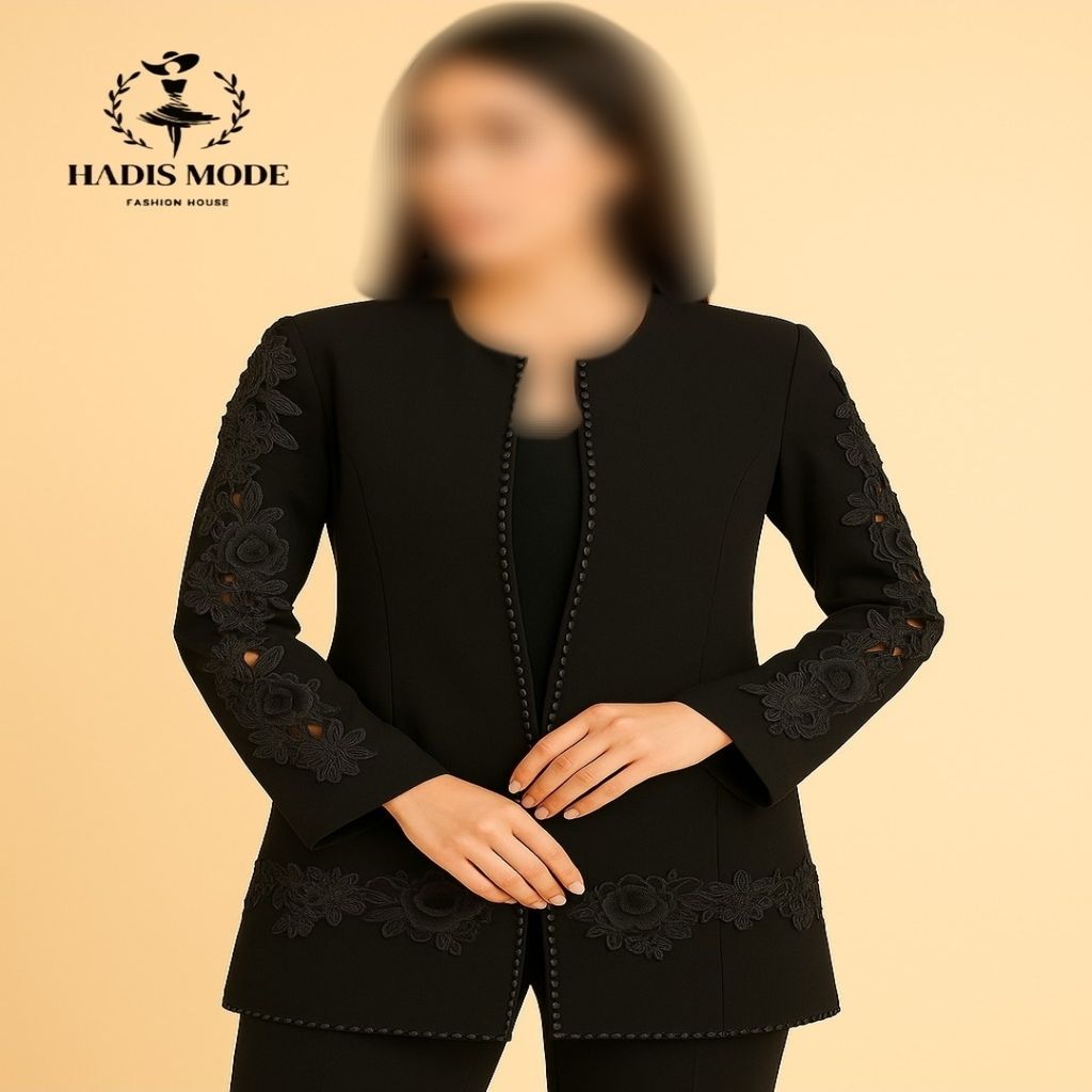 خرید اینترنتی قیمت کت و شلوار مجلسی زنانه کرپ مرویجت رز