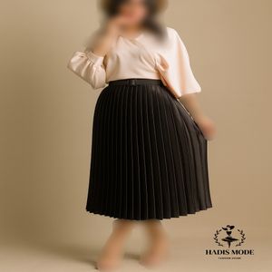 دامن پلیسه ساتن بلند زنانه قد 90