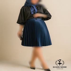 دامن ساتن پلیسه زنانه میدی قد 63