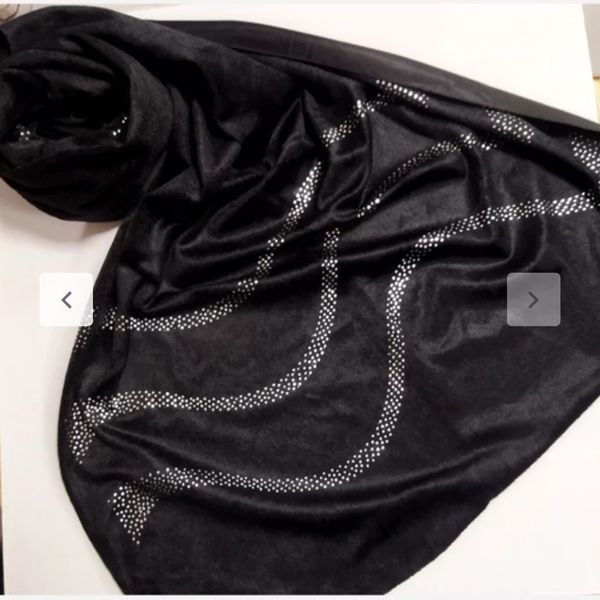 شال مخمل مجلسی مشکی نگین کوبی