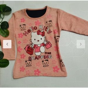 بلوز آستین بلند دخترانه چاپ کیتی