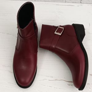 فروش اینترنتی نیم بوت زنانه اسپرت چرم طبیعی مدل کاترین زرشکی