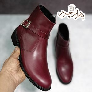 نیم بوت زنانه اسپرت چرم طبیعی مدل کاترین زرشکی