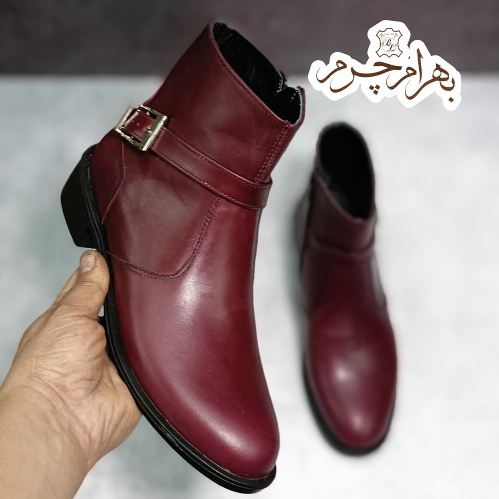 مشخصات نیم بوت زنانه اسپرت چرم طبیعی مدل کاترین زرشکی