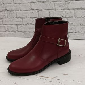 خرید انلاین نیم بوت زنانه اسپرت چرم طبیعی مدل کاترین زرشکی